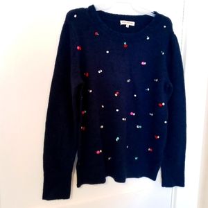 Soft and fluffy beaded sweater (navy)